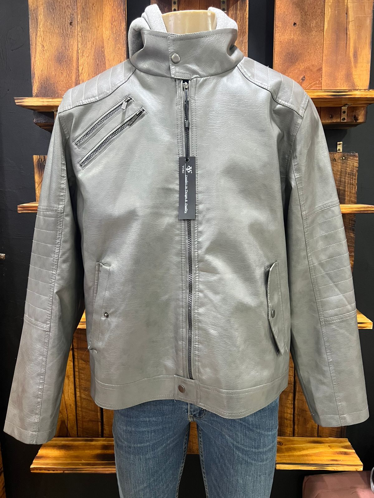 JACKET YOKI CUERINA GRIS TALLA XL