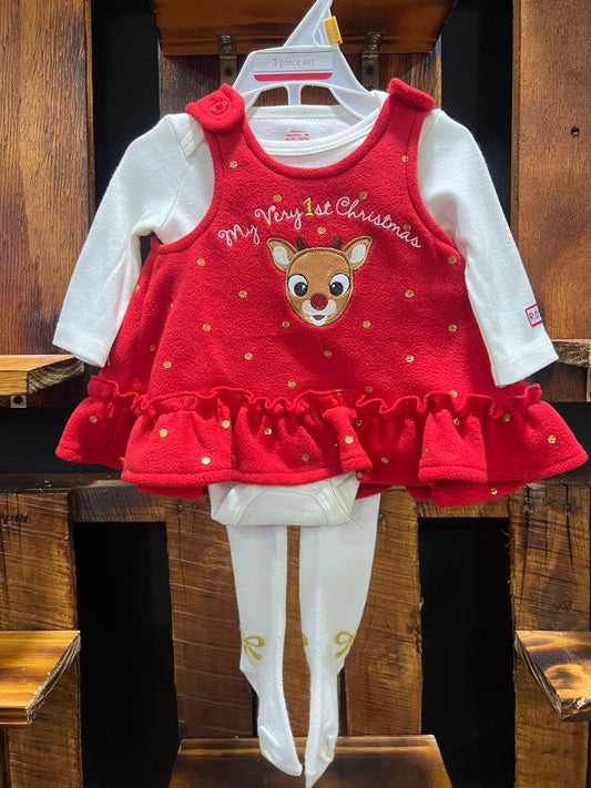 JUEGO RUDOLPH TALLA RECIEN NACIDA 3 PIEZAS