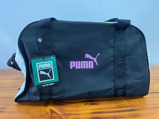 SALVEQUE DEPORTIVO PUMA NEGRO CON BLANCO Y PUMAS DE COLORES